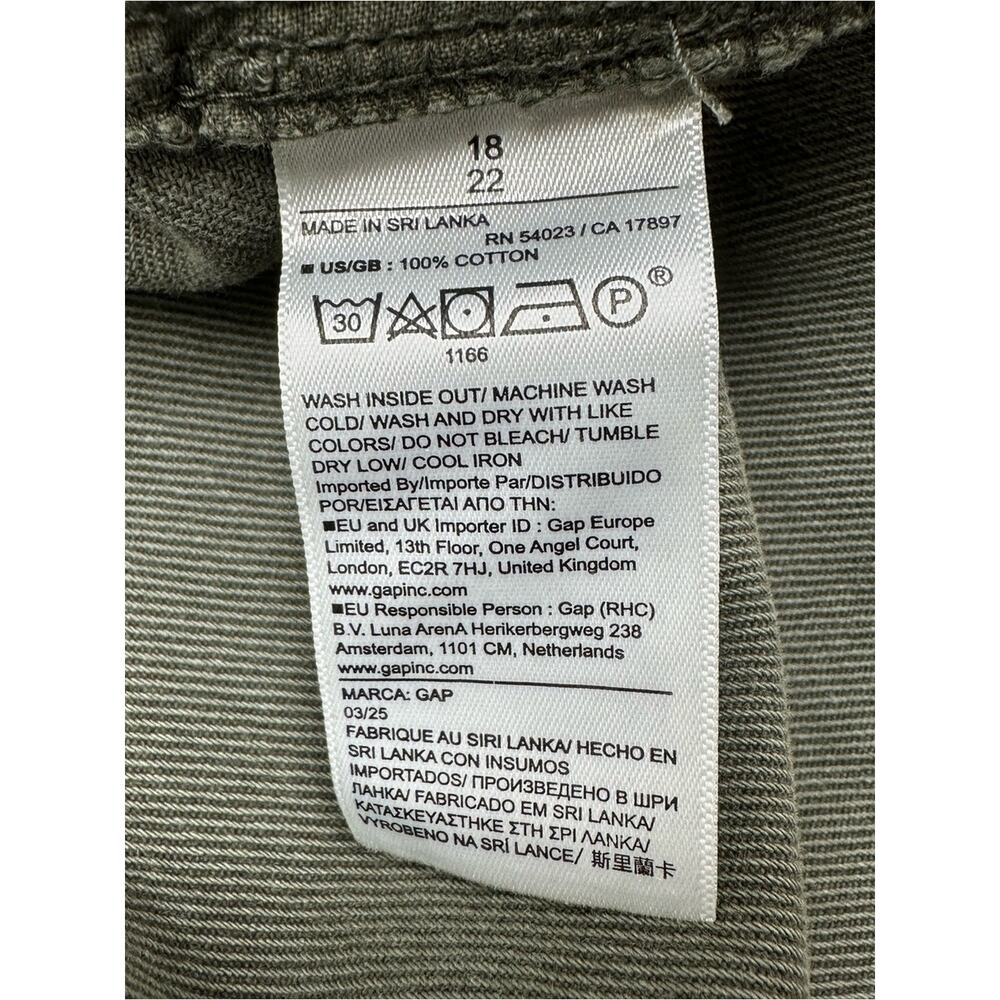 GAP Barrel Leg Cotton Ankle Crop Pants SZ 18 Khaki Black Moss Green Garment Dyed - Picture 9 of 14